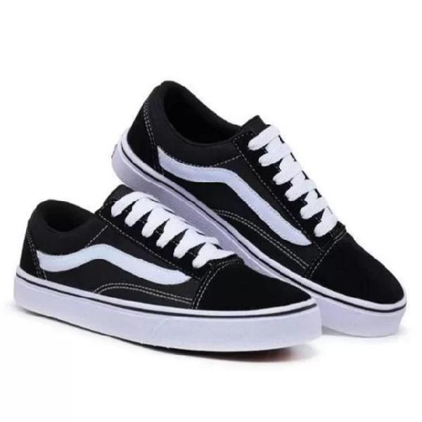 Tênis vans infantil tam 25 preto e branco com detalhe em