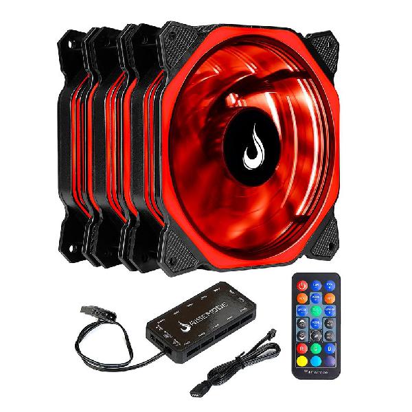 Cooler Fan Rise Mode RGB Aura, 3 Unidades, 120mm, Preto -