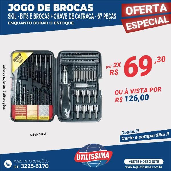 Jogo de brocas + Chave de catraca 67 peças Skil