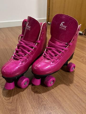 Patins rosa com glitter