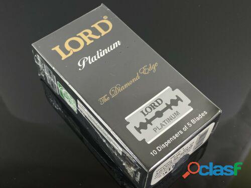 Caixa com 50 lâminas de barbear de borda dupla lord platinum