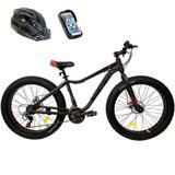 Bicicleta fat bike pneu largo aro 26 alumínio 21v freio a