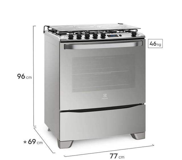 Fogão 5 bocas eletrolux prata automático com grill e