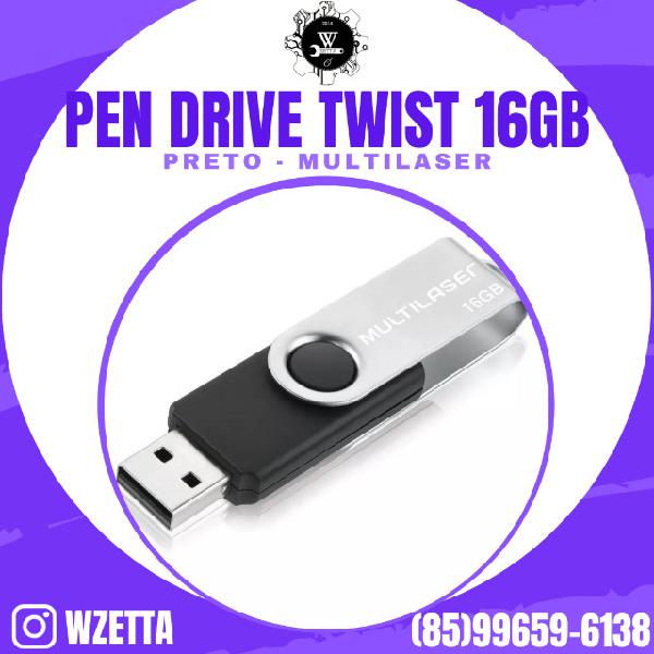 Pen Drive Twist 16gb USB Preto Multilaser - PD588