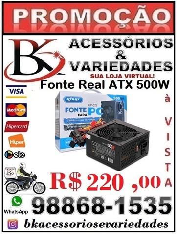 Fonte Real 500w Atx Gamer Knup 522 Silenciosa Pc Bivolt Box-