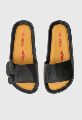 Chinelo slide infantil mini melissa beach slide mickey preto