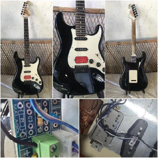 Guitarra Strato Corpo Squier Captador Malagoli hh777 ponte e