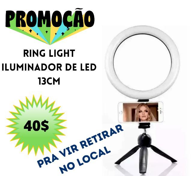 Ring light iluminador de led 3 cores de mesa 13cm