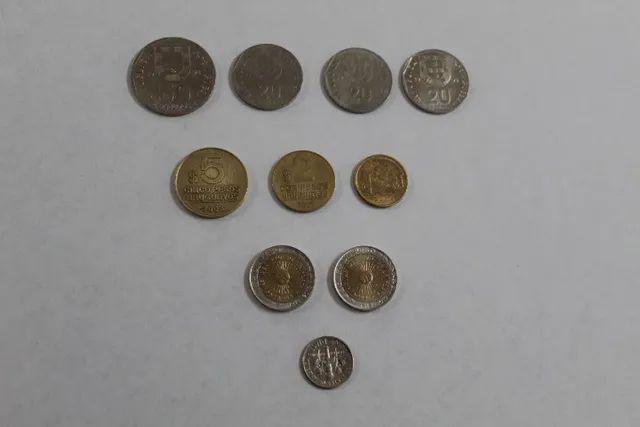 Lote moedas antigas - escudos portugueses / pesos / dime -