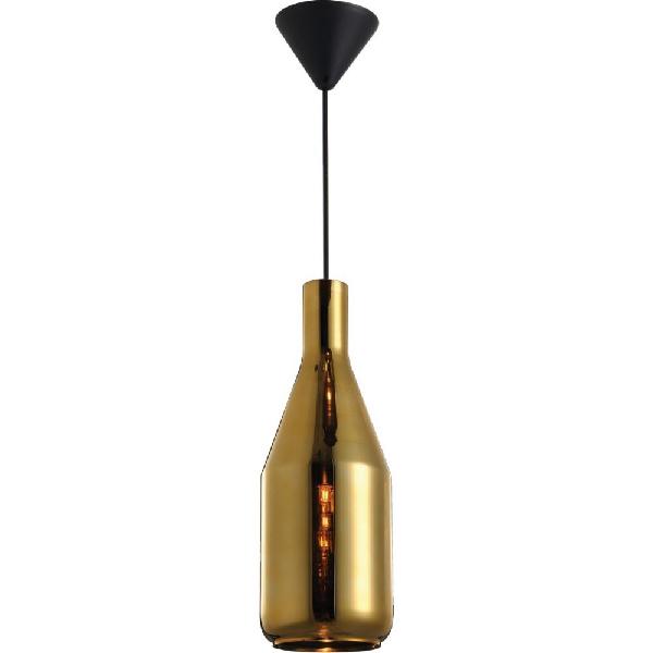 Pendente Borgonha Vidro Dourado Canopla Preto Fosco Avant 1