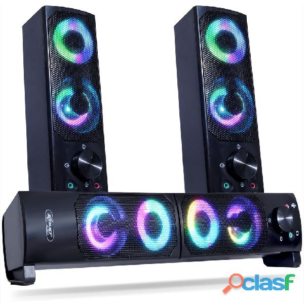 Caixa de Som SoundBar Pc Gamer Subwoofer P2 Led Rgb Tv Pc Notebook Celular Tablet