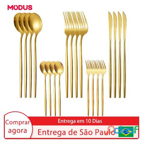 Conjunto de Talheres de Aço Inoxidável Estilo Ocidental 20pcs