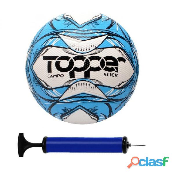 Bola futebol campo oficial topper slick ii + bomba de ar