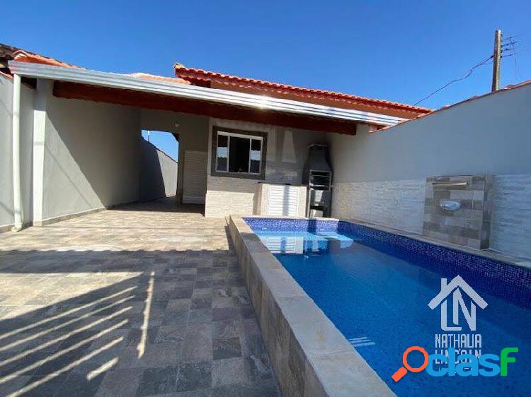 Casa linda com piscina, por r$ 289.000 na florida mirim - mongaguá sp