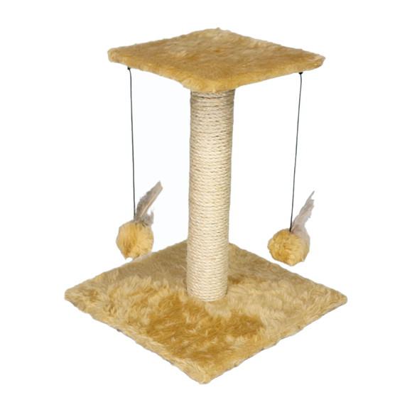 Arranhador Gatos Gato Quadrado Poste Sisal Pompom - Bege |