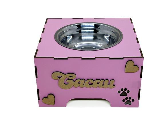 Comedouro elevado pet para cachorro e gato c/ 1 pote inox |