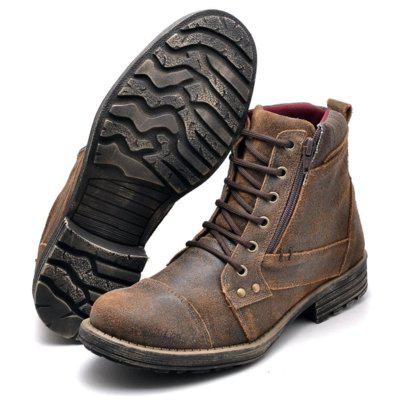 Bota Masculina Coturno Casual Couro Hype Marrom