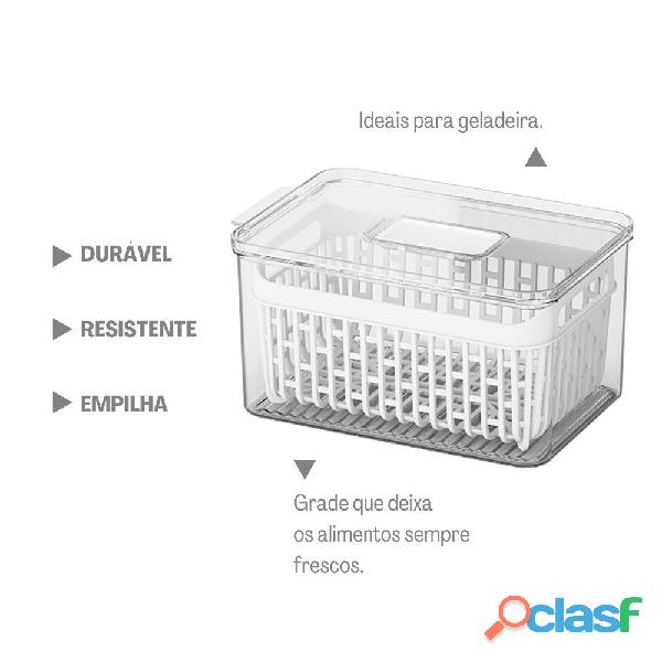 Organizador de geladeira com cesto 3,2 litros coza dry cristal