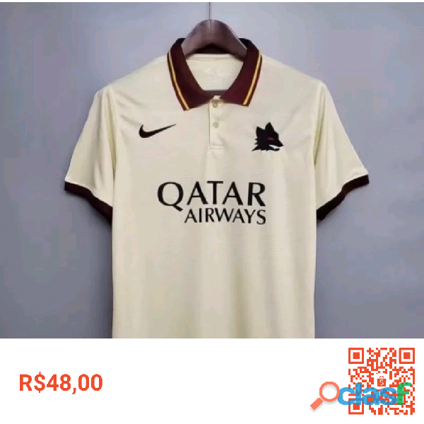 Camiseta de time roma bege.vinho vermelho.preta. torcedor 21/22/23/24