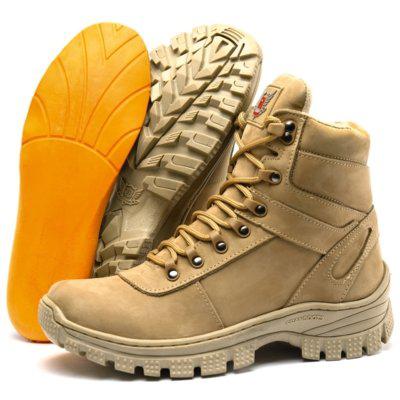 Bota Masculina Sapatofran Couro Cano Curto Trabalho Bege