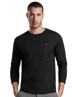 Camiseta aramis masculina manga longa basica logo preta