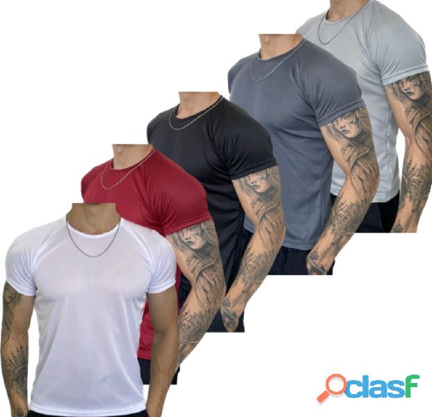 Kit 5 camisetas dry fit masculina   casual   treino   academia   esportes   exercícios   corrida