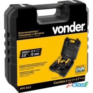 Furadeira parafusadeira 3/8&quot; bateria 12v com maleta e acessórios   pfv 012   vonder (110v/220v)