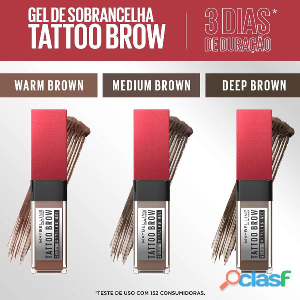 Maybelline NY Gel de Sobrancelha Tattoo Brow Até 3 Dias de Duração, Cor Medium Brown 6