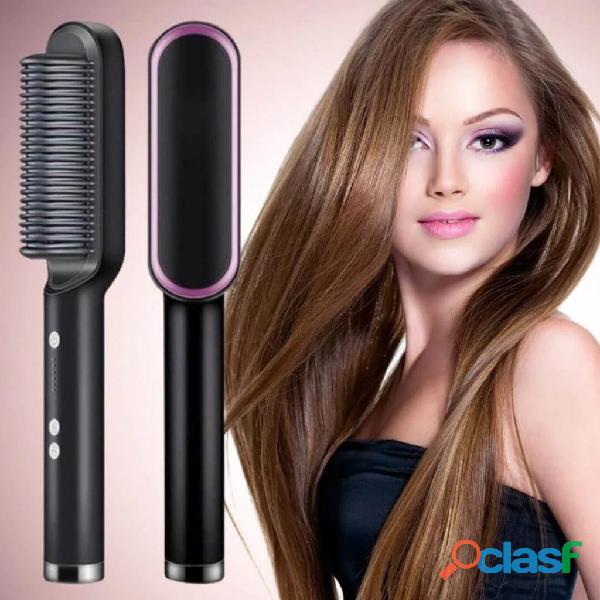 Escova alisadora de cabelo elétrica bivolt, alisa, hidrata, modela, alinha e anti frizz