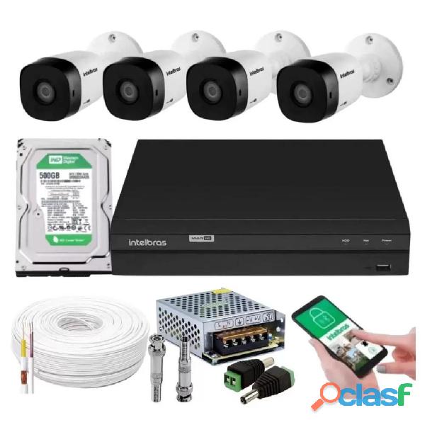 Kit 4 camera de seguranca intelbras bullet vhl 1120b externa dvr 4 canais multi hd