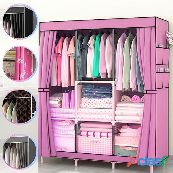 Guarda roupa dobrável organizador de roupas portátil com ziper armário de roupa multifuncional