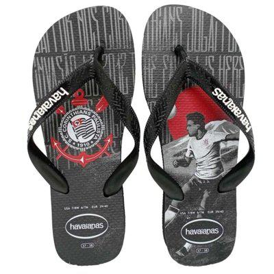 Chinelo Havaianas Top Times Corinthians FC Preto