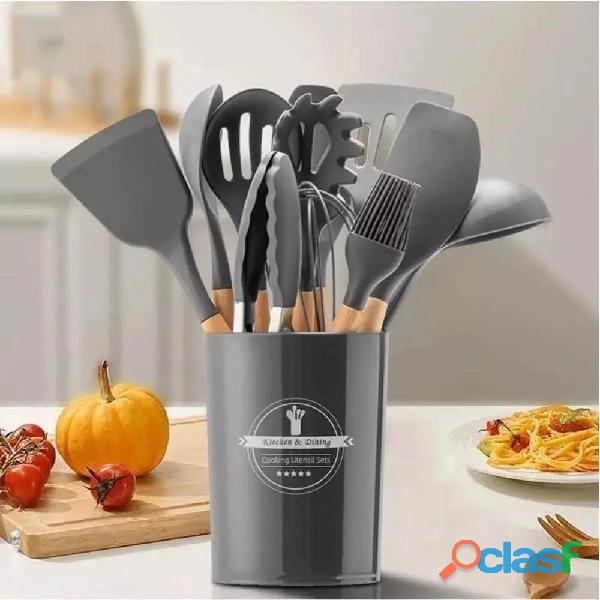 Jogo de Cozinha Kit C/12 Peças de Silicone, Utensílios e Copo