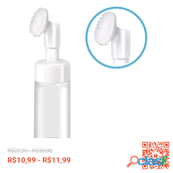 Frasco pump espumador com escova de silicone para limpeza facil skin care 120ml