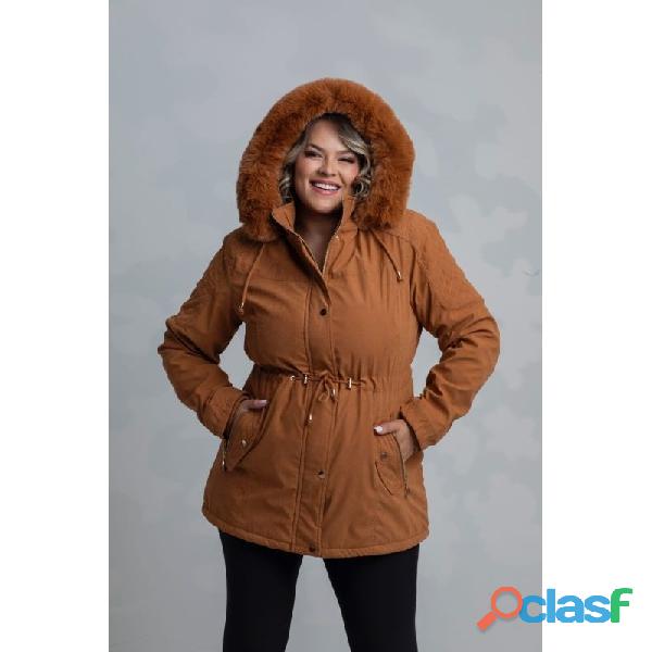 Jaqueta Casaco Parka Plus Size forrada pelucia feminina outono e inverno