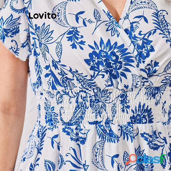 Lovito Boho Vestido Bata Feminino com Estampa Florida LBL07083