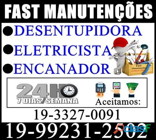 19 3327 0091 desentupidora, eletricista, encanador em jardim aurélia em campinas   fast manutenções