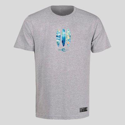 Camiseta Masculina Cinza Mescla Floral Surf Prime WSS