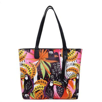 Bolsa Sacola De Ombro Grande Feminina Estampada Carmelo