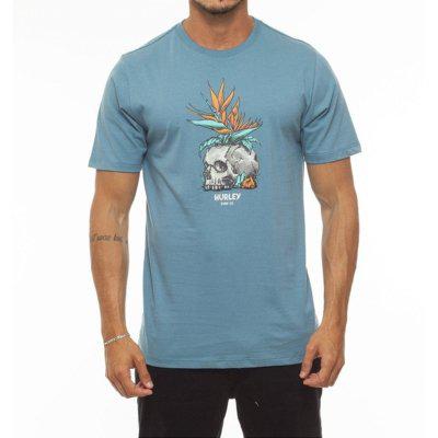 Camiseta hurley skull flower wt23 masculina azul