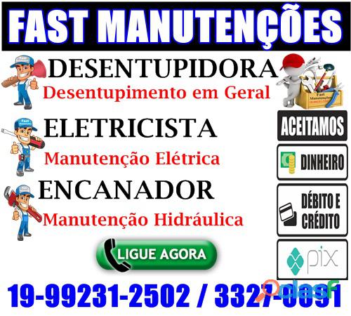 Desentupidora, eletricista, encanador no bonfim em campinas 19 33270091