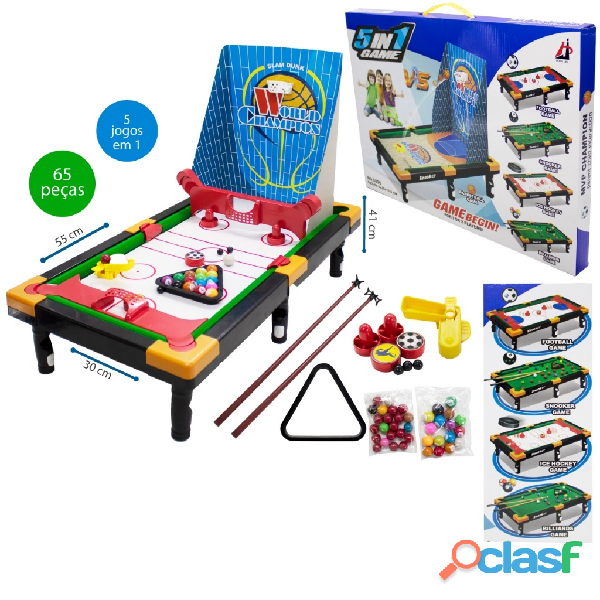 Mesa multijogos 5 em 1 mesa de bilhar mini sinuca aerogame air hockey jogo de basquete jogo de futeb