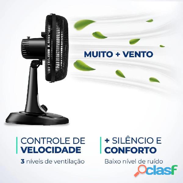 Ventilador de Mesa 30cm Turbo Mondial Preto/Prata 60W 6 Pás VT 30 NB 127V