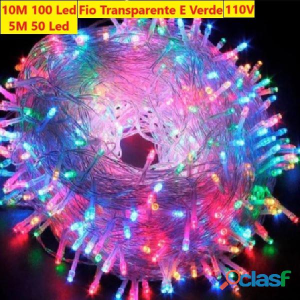 OFERTA Pisca Pisca 110V 100 Leds 10M ou 50 Leds 5M Luz Árvore Natal Multiuso Decoração Janela