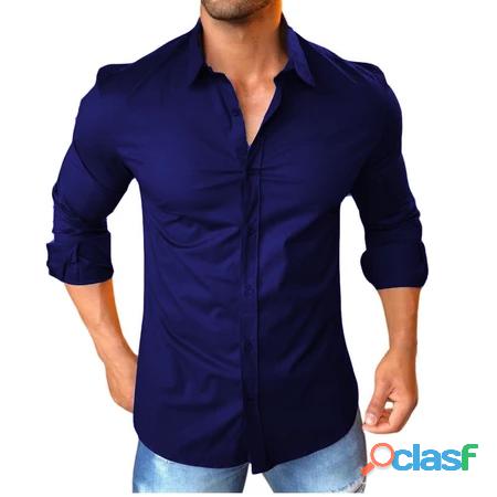 Camisa social masculina slim fit luxo moda estilosa manga longa