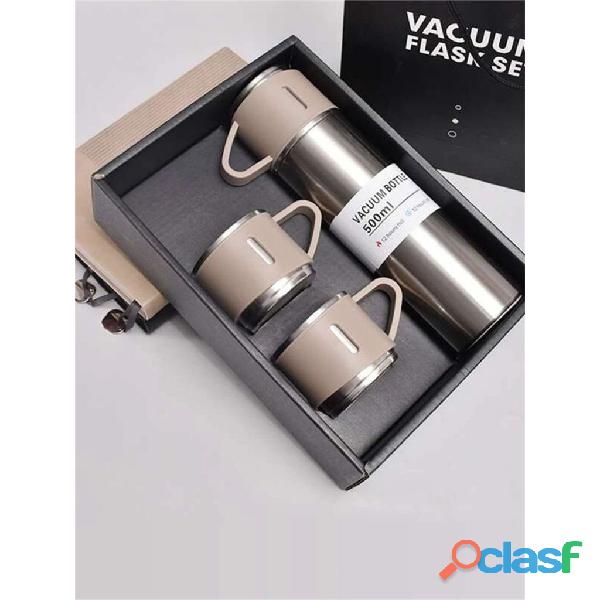 caneca Kit Garrafa Térmica Vacuum Bottle Inox 500ml + 3 Xícaras Bebidas Fria ou Quente 4.7 39,9mil 6