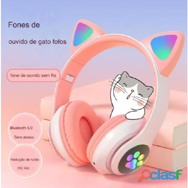 Fone De Ouvido Bluetooth Orelha Gatinho Infantil Led Sem Fio Fone confortável e muito lindo 7