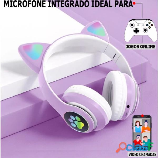 Fone De Ouvido Bluetooth Orelha Gatinho Infantil Led Sem Fio Fone confortável e muito lindo 4