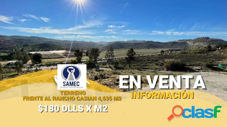 Terreno en venta frente al rancho casian tijuana usd$180.00 x m2