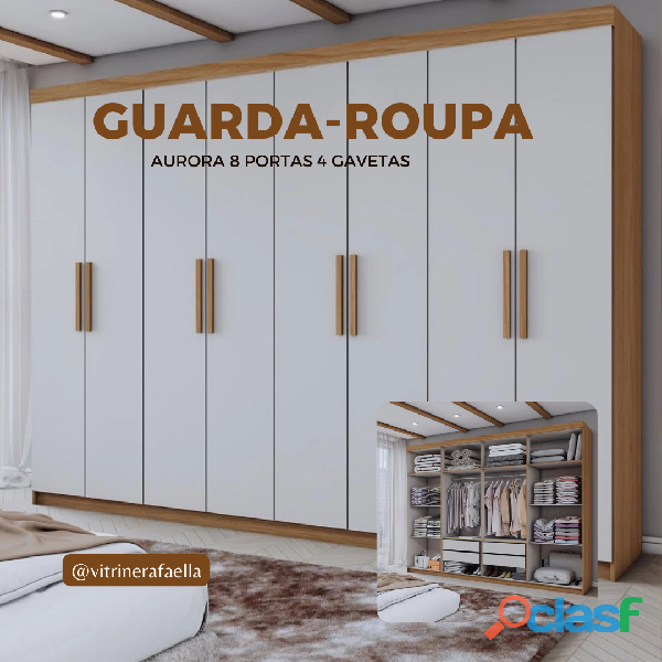 Guarda Roupa Casal Aurora 8 Portas 4 Gavetas